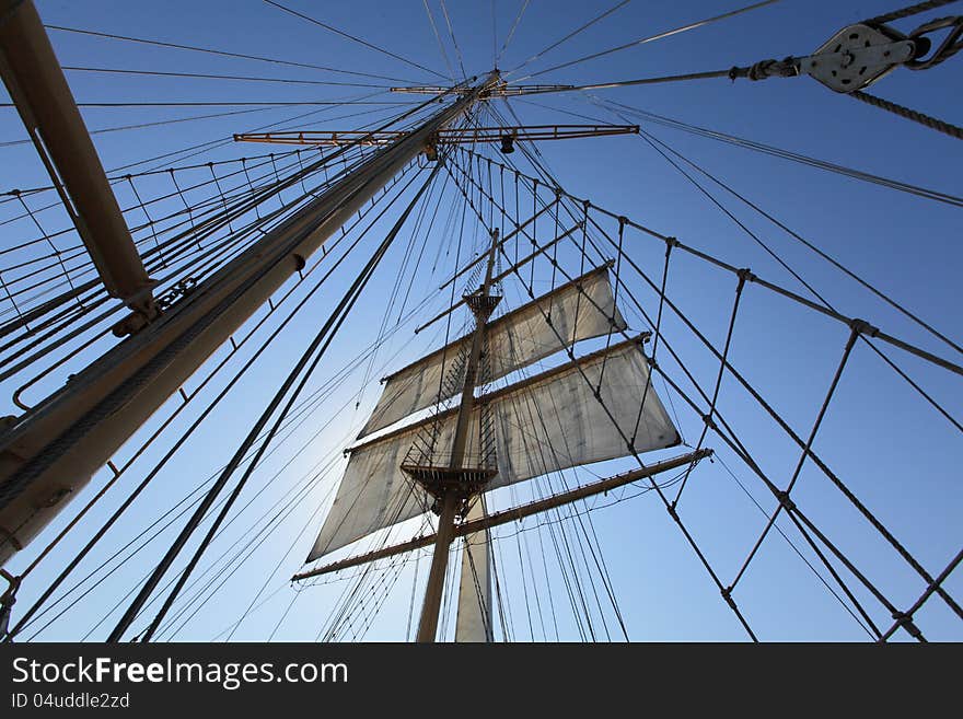 Masts and sails, rigging of sailing ship