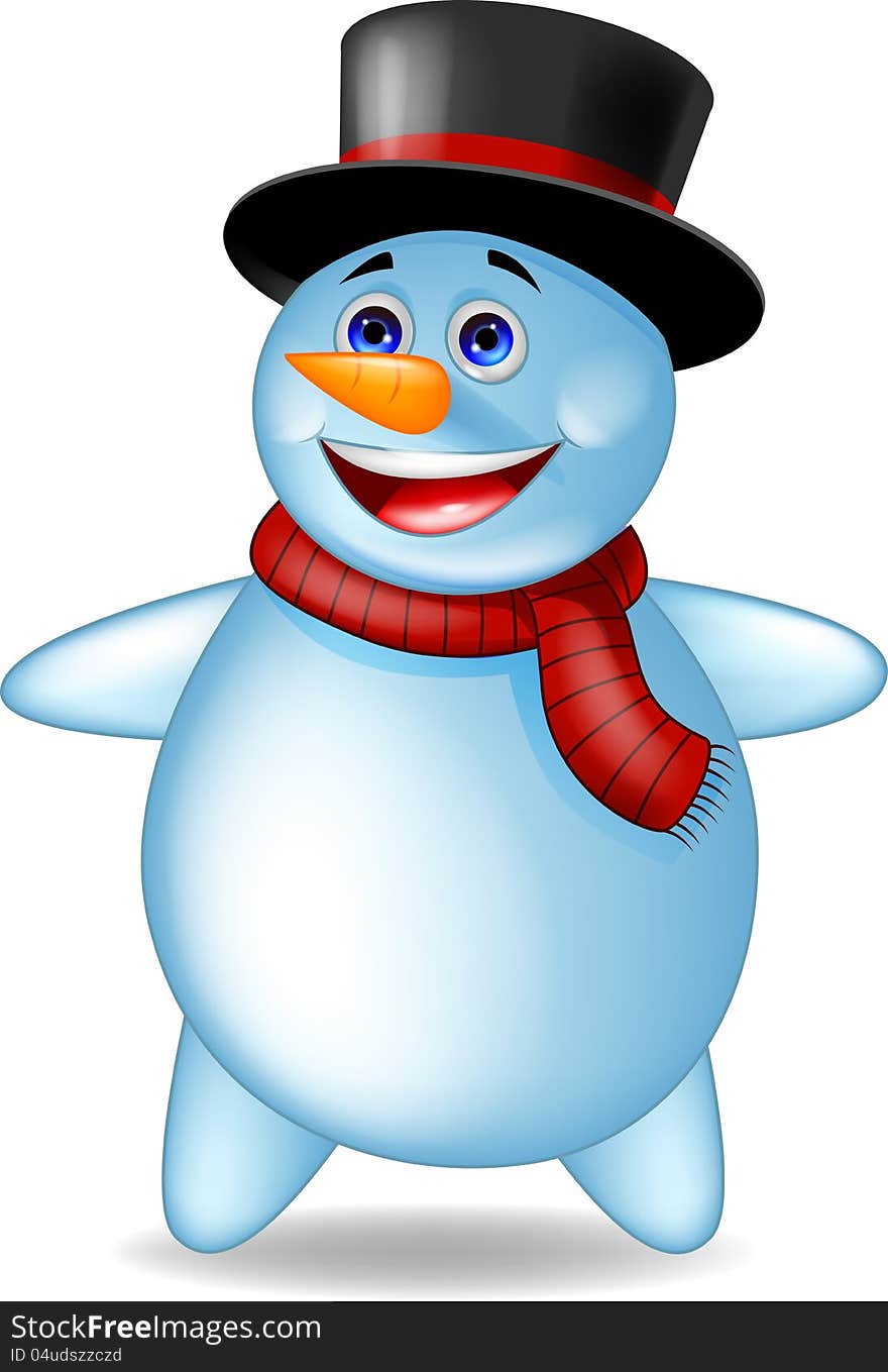 Illustration of happy snowman cartoon