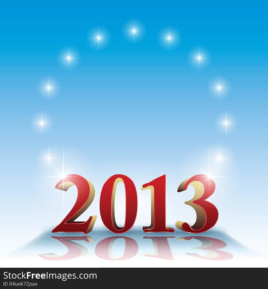 2013 template with stars on blue background and copyspace. 2013 template with stars on blue background and copyspace