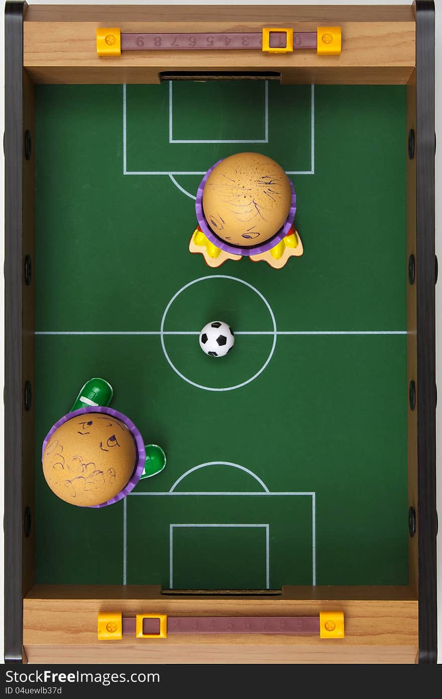 Eggs playing soccer