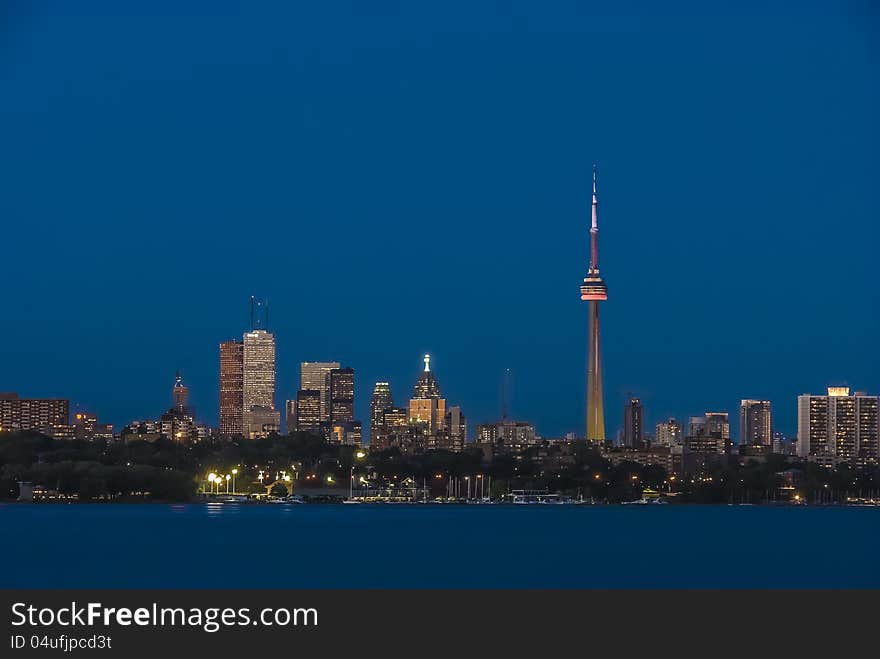 Toronto skyline stunning view during dusk