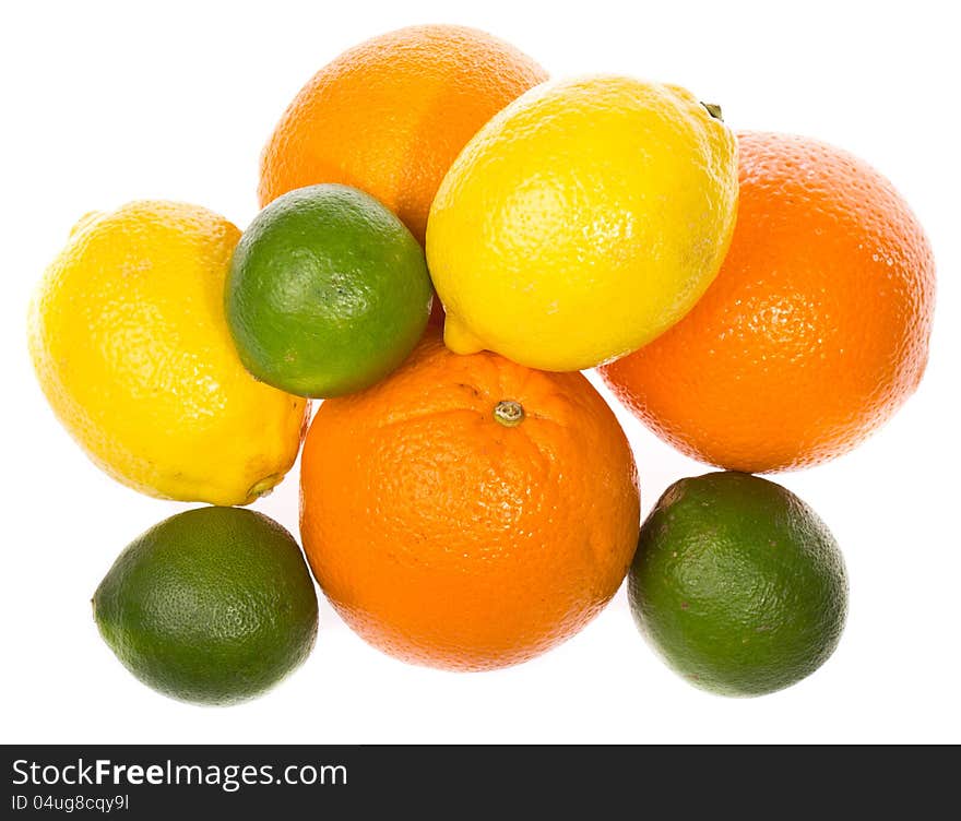 Citrus fruits isolated on white background