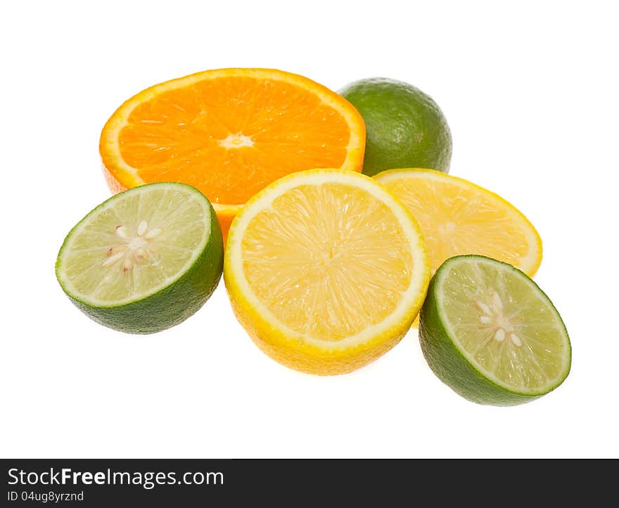 Citrus fruits isolated on white background