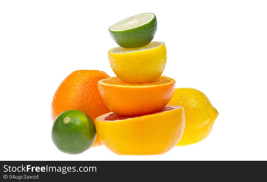 Citrus fruits isolated on white background