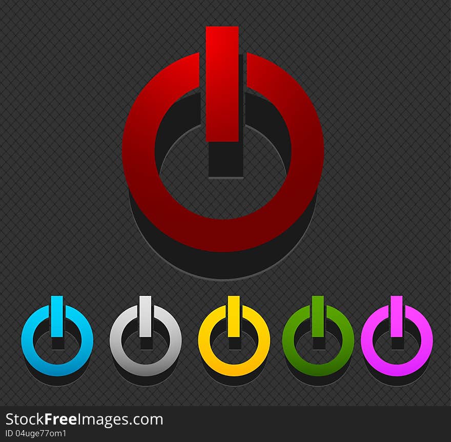 Colorful power buttons set