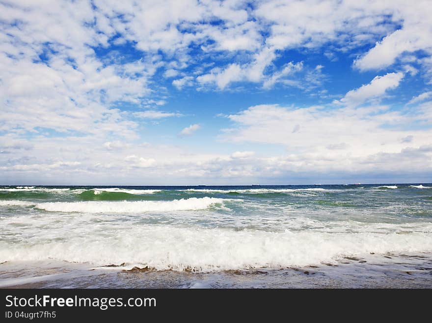 Stormy sea and cloudy sky