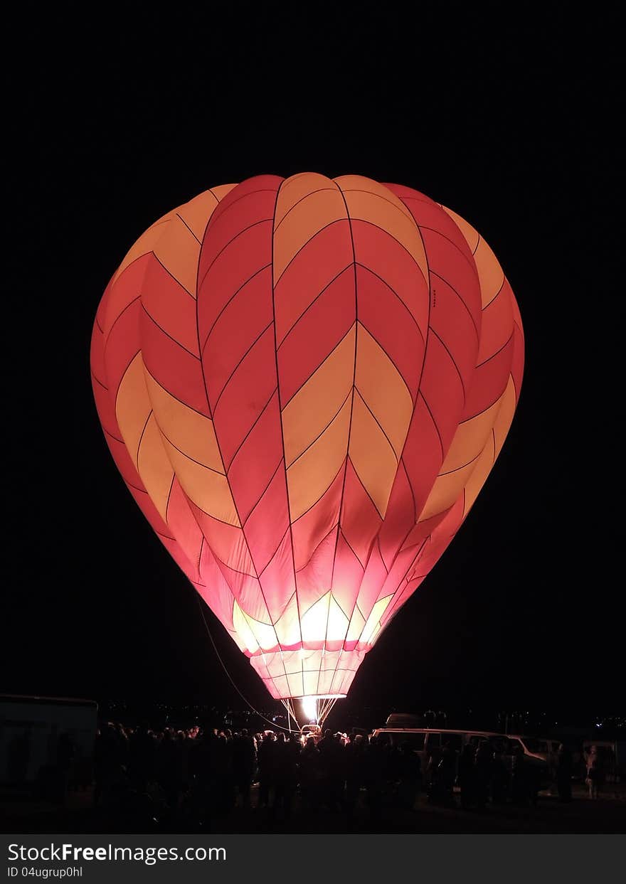 Nighttime hot air balloon glow