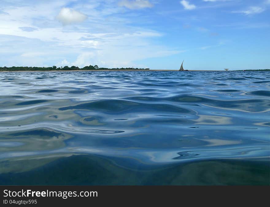 Africa. Tanzania. Landscape of the Indian ocean with very gentile waves. Africa. Tanzania. Landscape of the Indian ocean with very gentile waves.