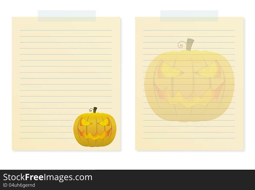 Memo notes with halloween pumkin