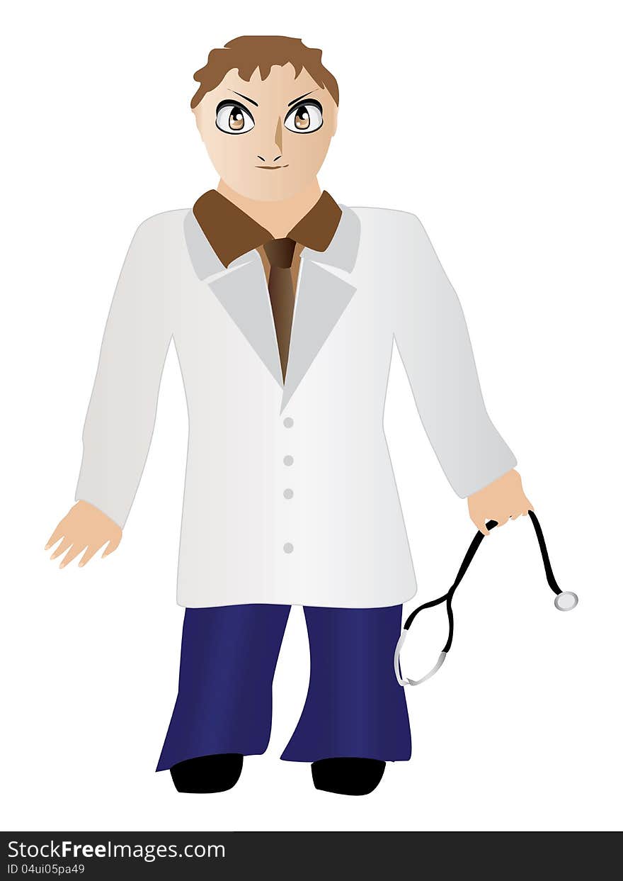 Illustration of abstract doctor icon on white background.