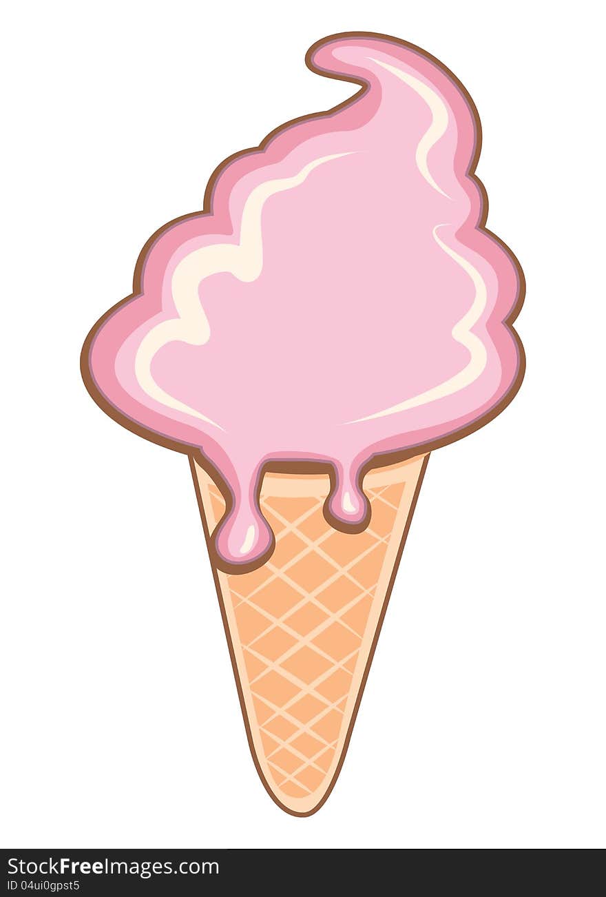 Illustration of ice cream cone on white background