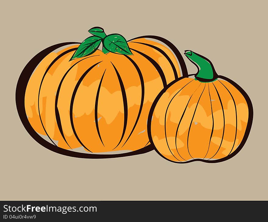 Illustration of two colorful pumpkins in abstract cartoon style. Illustration of two colorful pumpkins in abstract cartoon style.