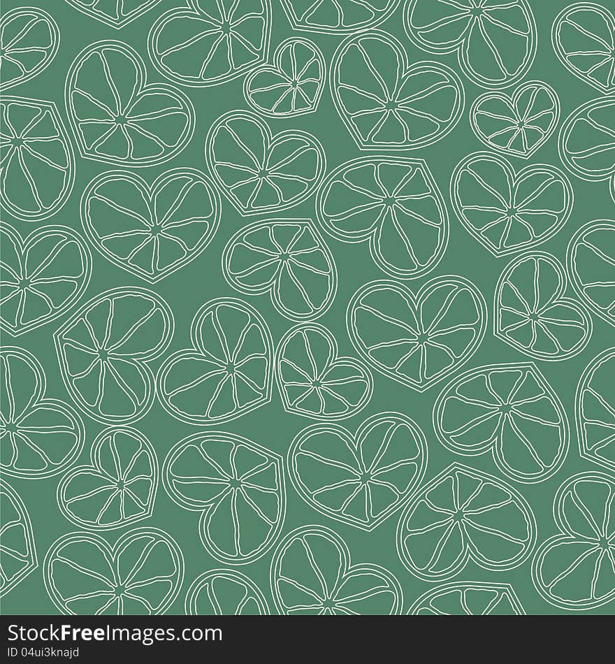 Citrus Hearts Seamless Pattern