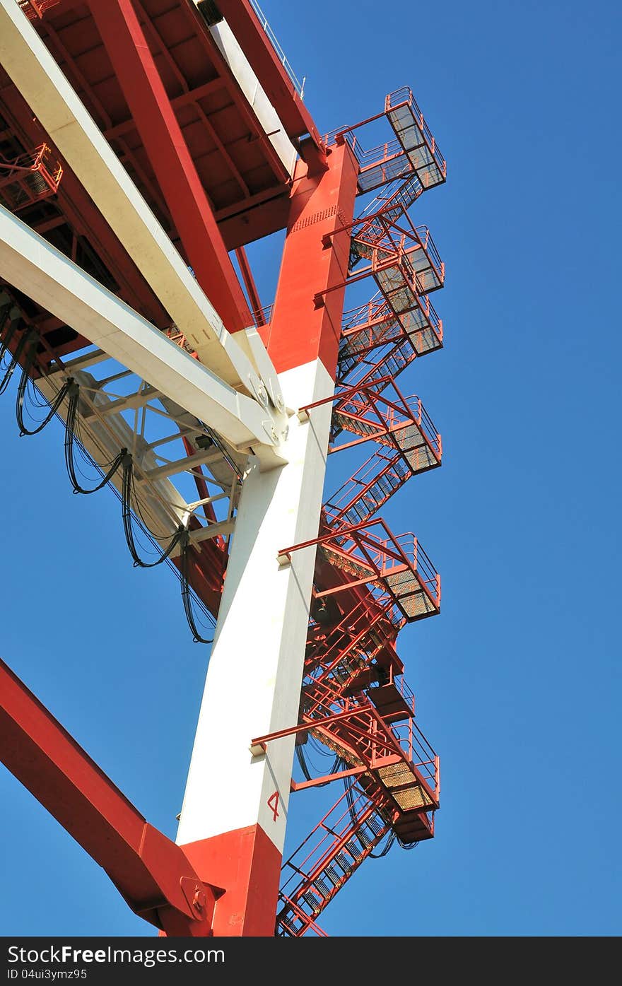 Crane ladder, shooting at the pier