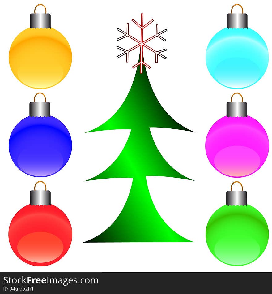 Merry Christmas set from different symbols on a white background