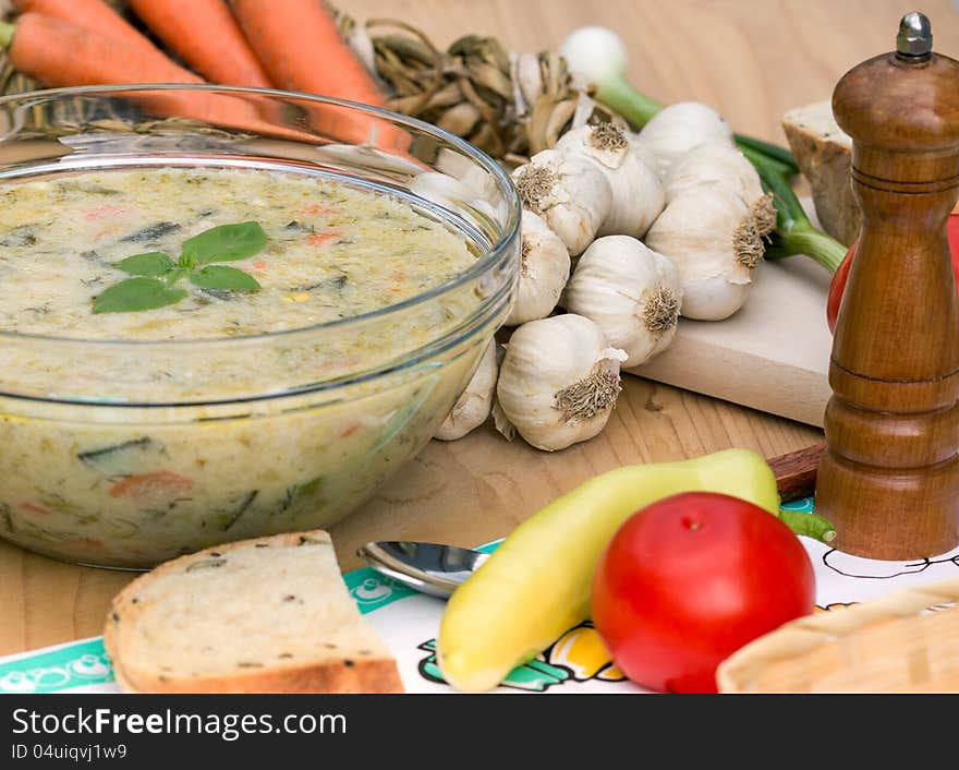 Vegetable soup - vegetarian broth - minestrone