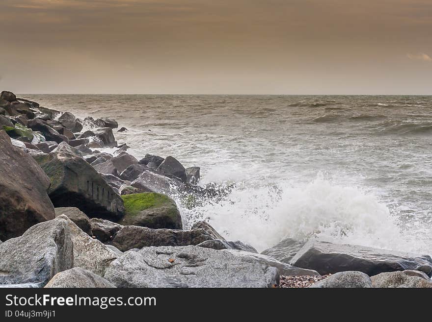 England Dorset Bridport natural breakwater scene moody. England Dorset Bridport natural breakwater scene moody