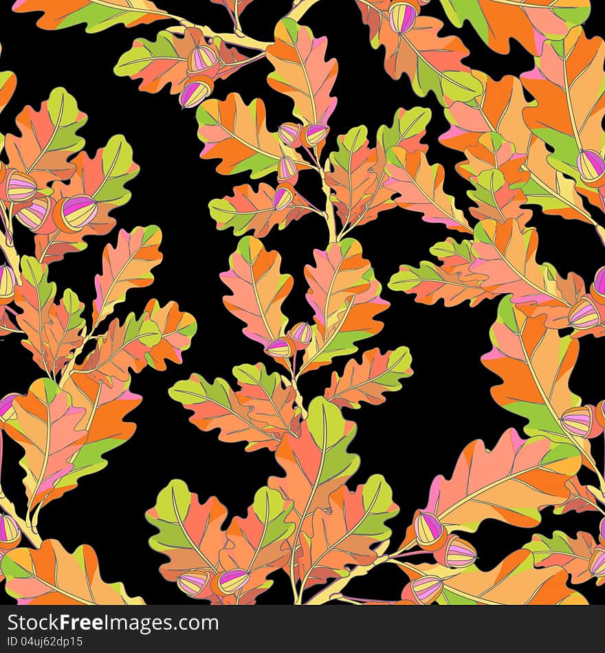 Seamless. The leaves and branches. Vector illustration.