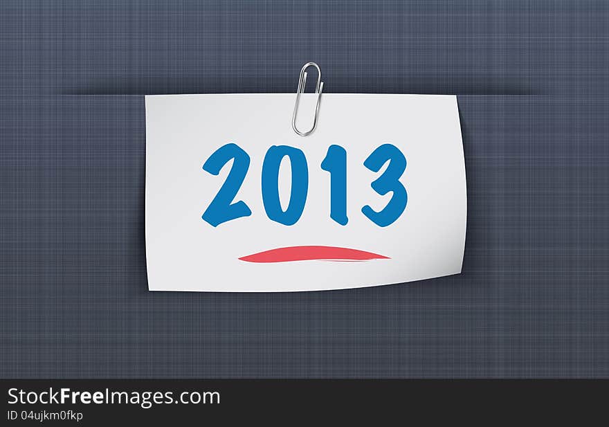 2013 on sticky note attached to the linen background with paper clip. Vector illustration. 2013 on sticky note attached to the linen background with paper clip. Vector illustration