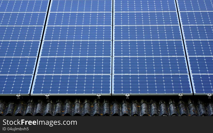 Solar panels on the roof of the building