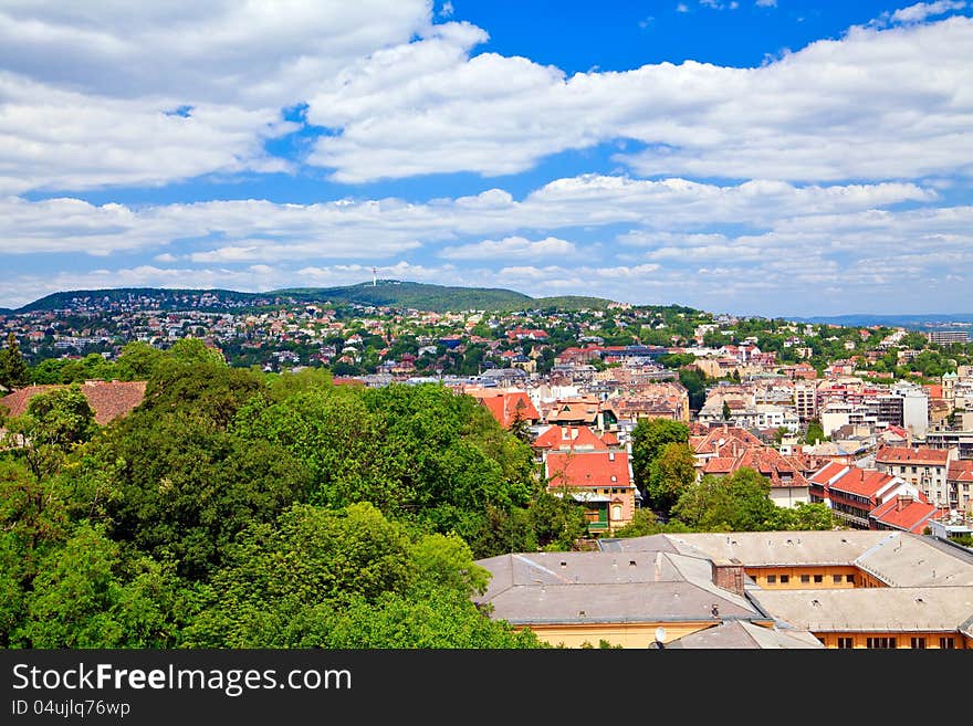 View on the part of Budapest with little houses