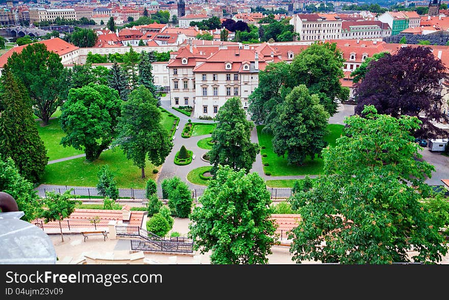 View of the Great Furstenberk Garden from Lesser Town (Hradcany)