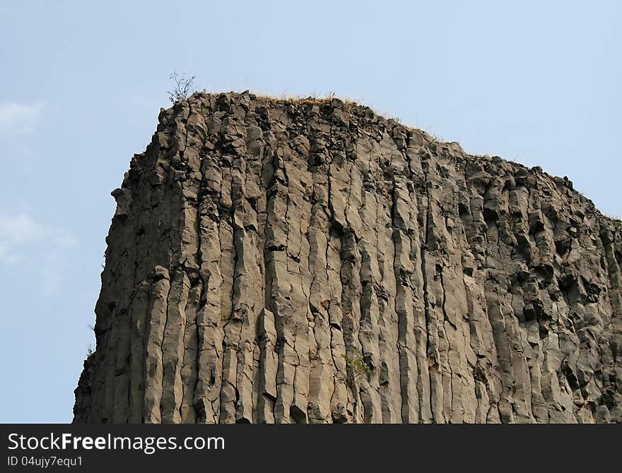 Bazalt hill - geological formation of volcanic origin. Bazalt hill - geological formation of volcanic origin