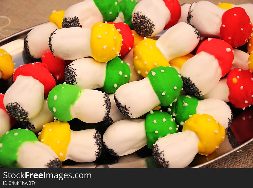 Colorful homemade cookies on plate