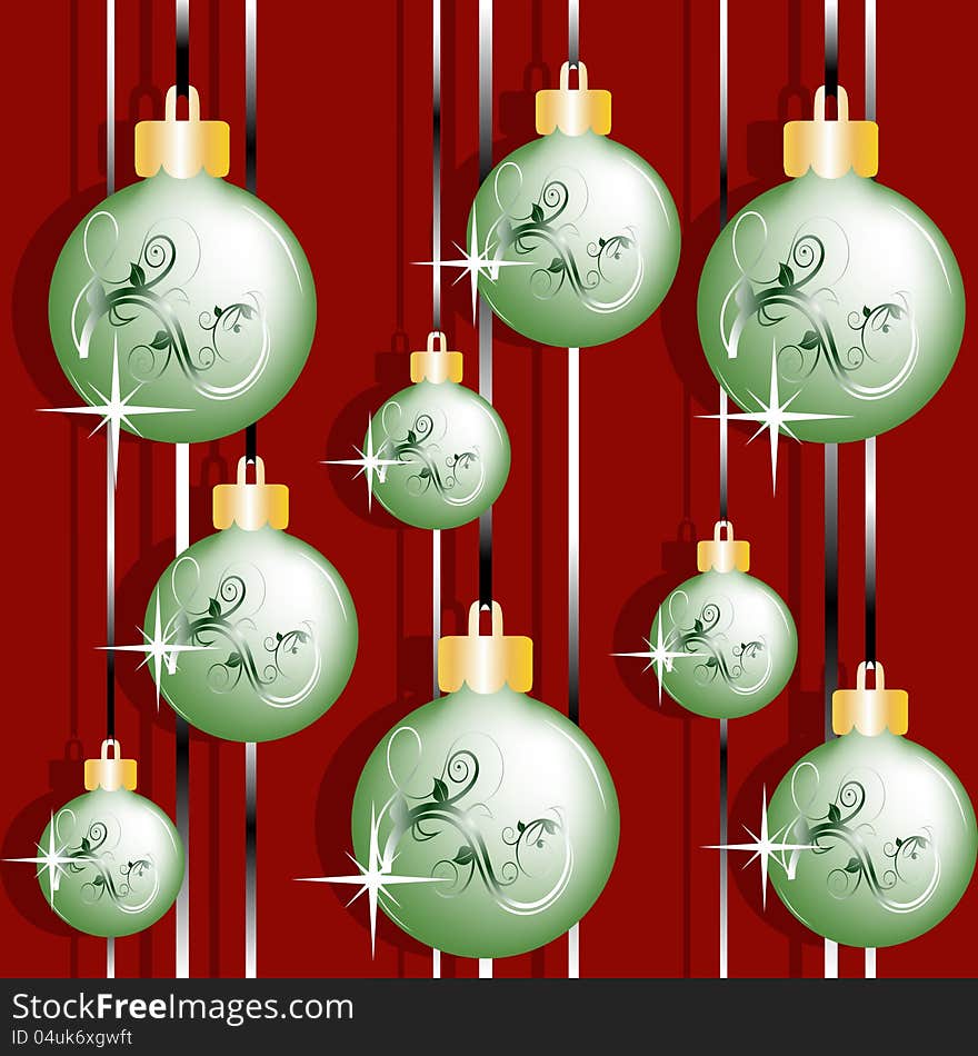 Vector Christmas continuous texture with stars and Christmas balls. Vector Christmas continuous texture with stars and Christmas balls