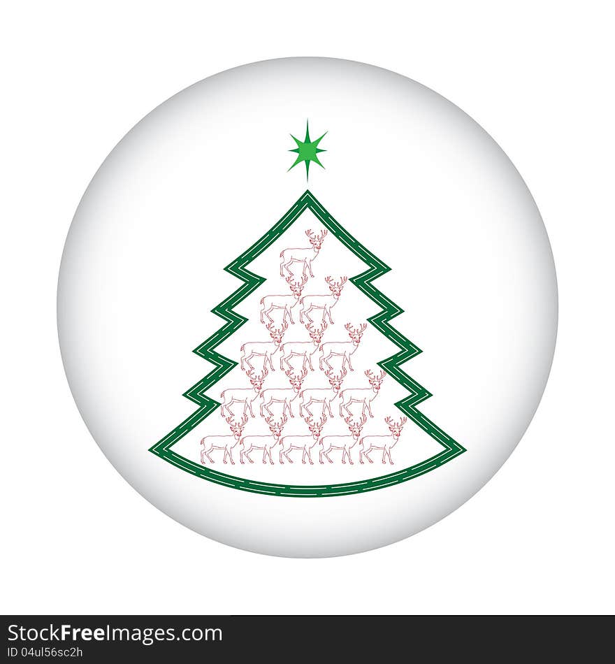 Christmas tree whit red deers.vector