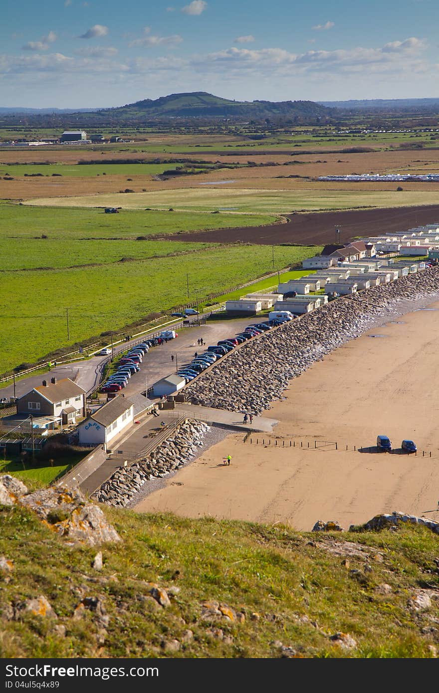 Brent Knoll and Brean beach from Brean Down in Somerset