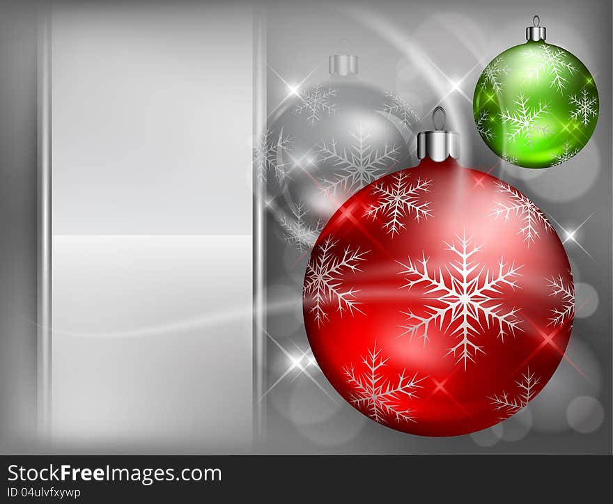 Christmas color baubles with snowflake