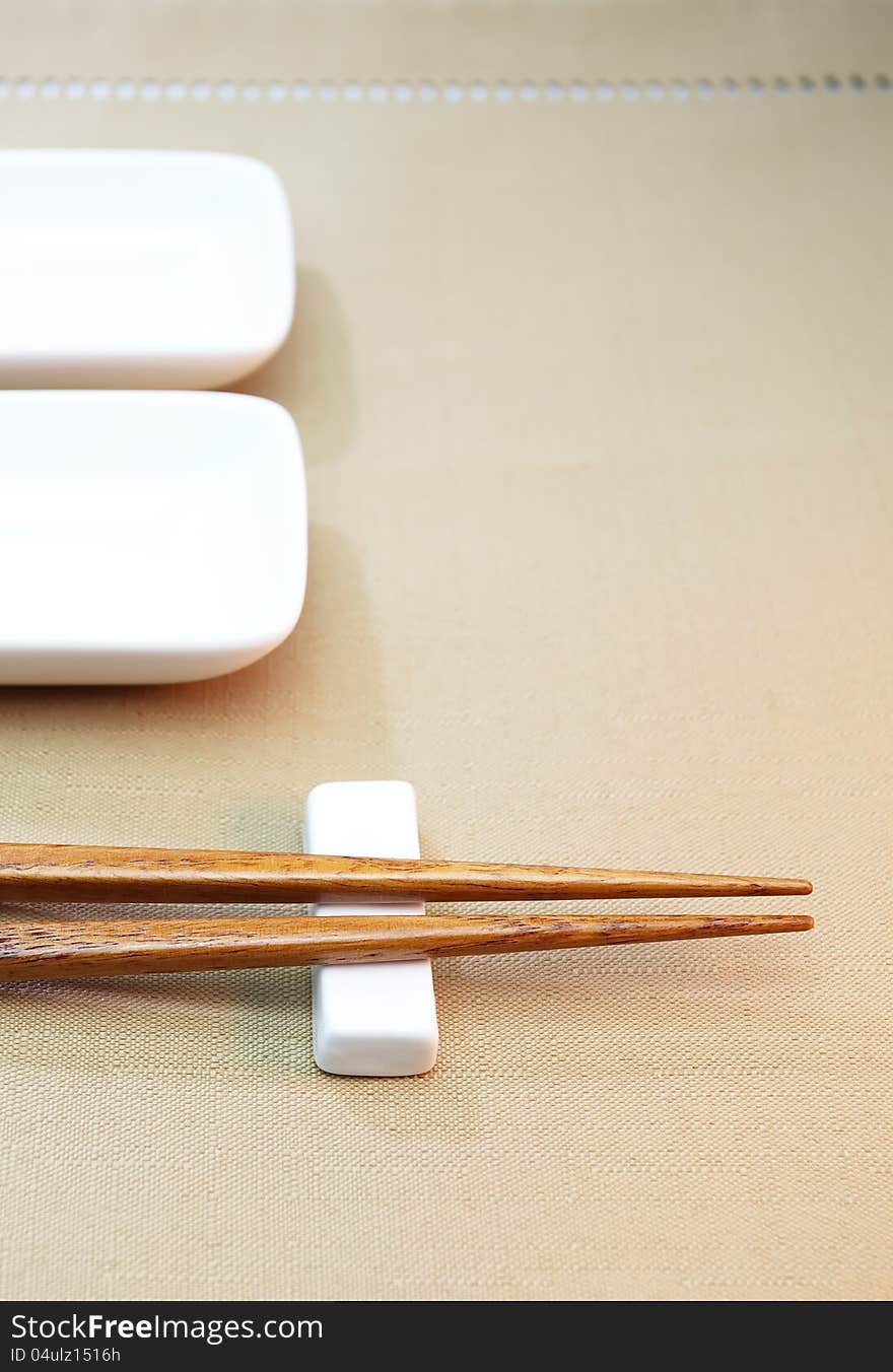 Chopsticks and asian set table