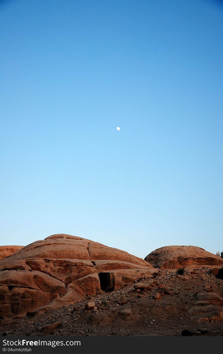 Rocks under sky in Petra, Jordan