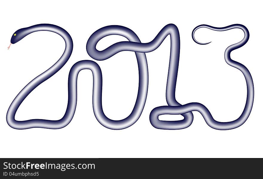 Snake inscription 2013 as New Year symbol isolated on white background. Snake inscription 2013 as New Year symbol isolated on white background