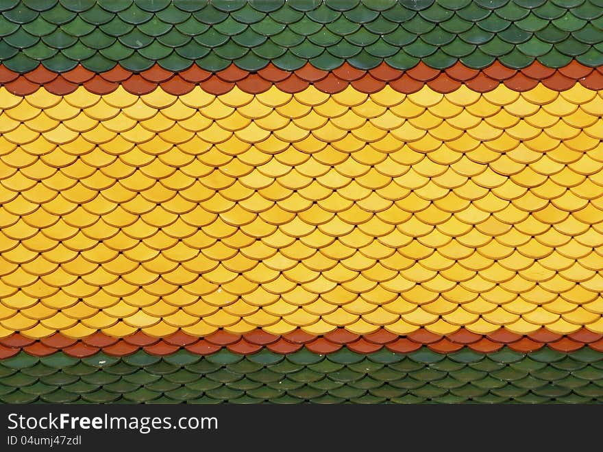 Green and yellow roof tiles