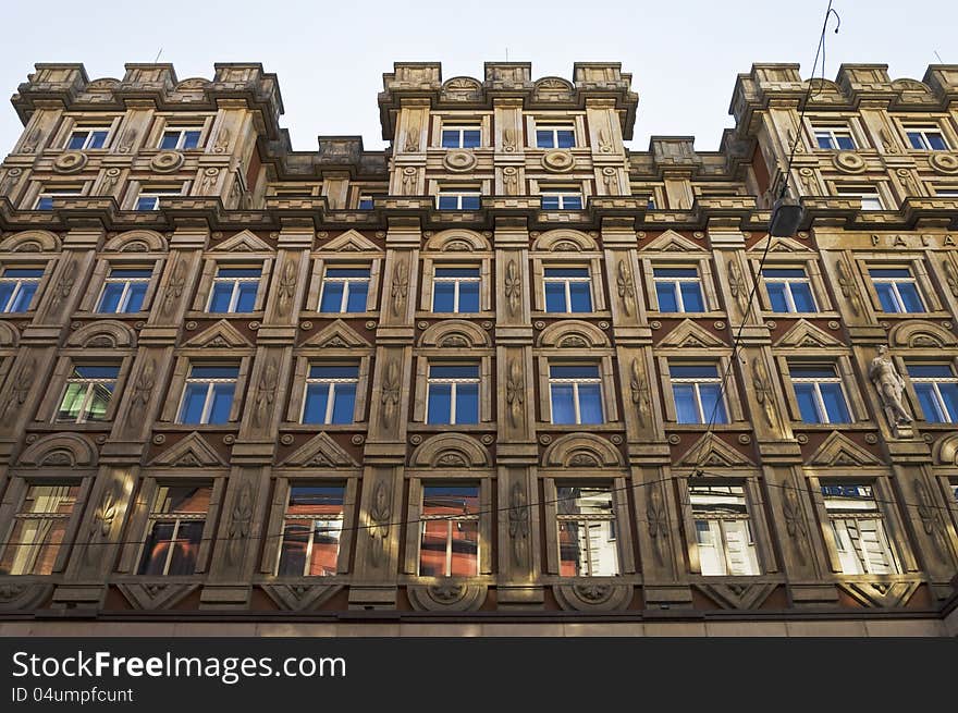 Facade of building in downtown Prague. Facade of building in downtown Prague