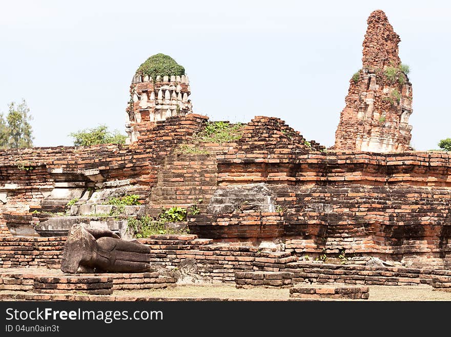 Ancient temple of Ayutthaya, Wat Mahathat, Thailand.