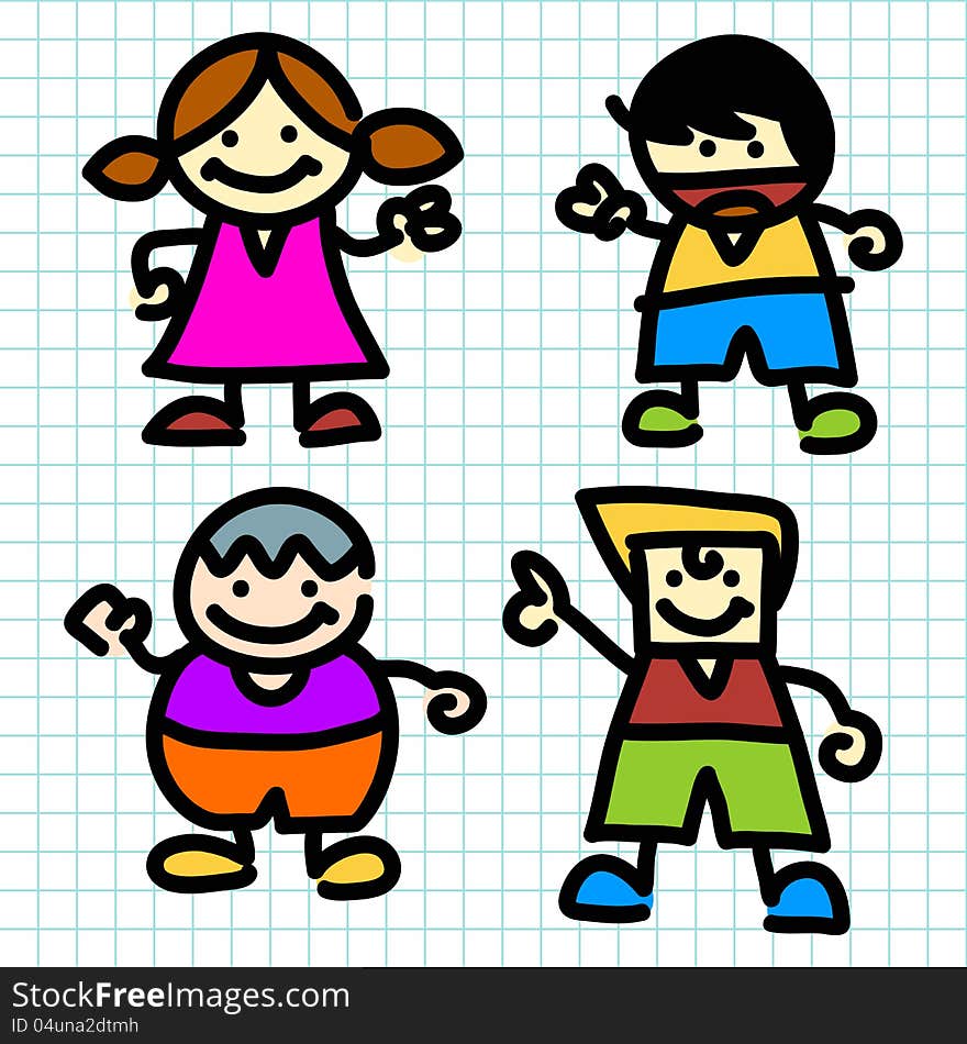 Kids hand writing cartoon .Vector