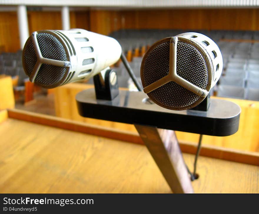 Pair Of Microphones In The Big Hall