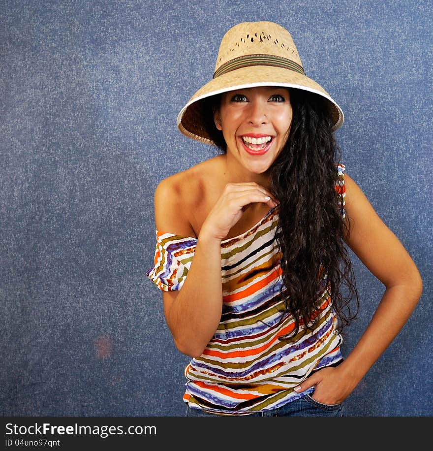 Portrait of a latin woman with shirt colors