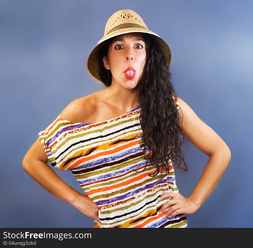 Portrait of a latin woman with shirt colors