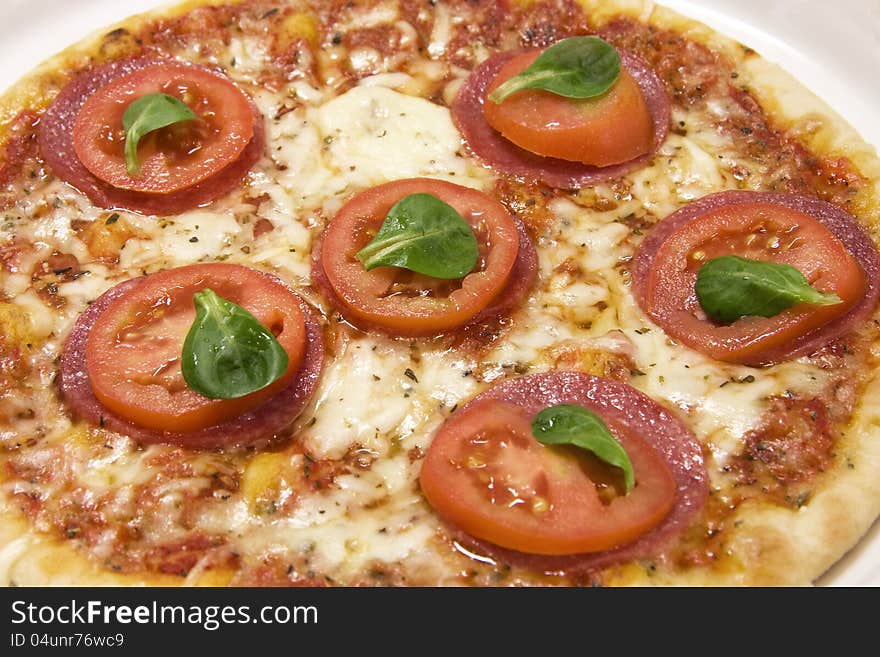 Pizza with salami