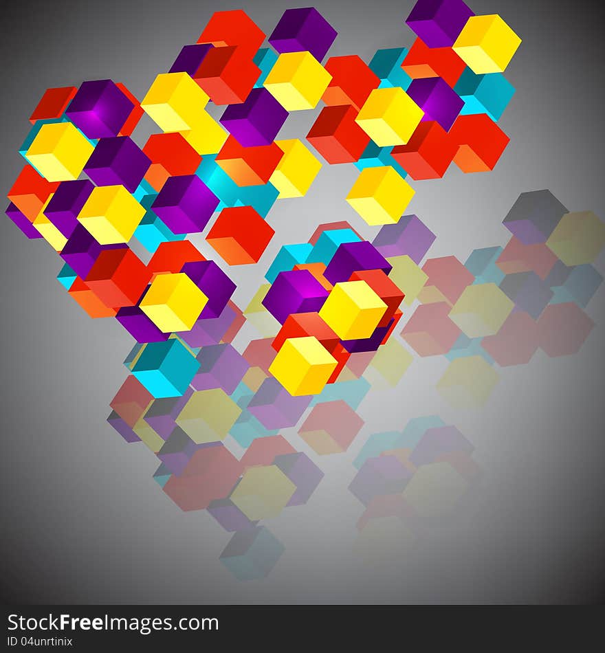 Abstract vector background with 3d cubes. Abstract vector background with 3d cubes.