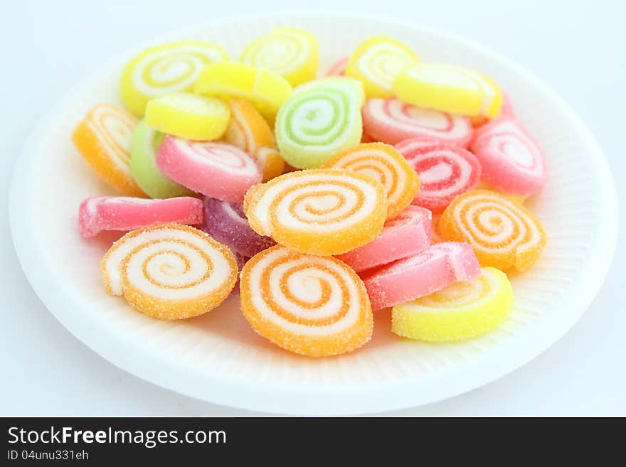 Colorful Jelly Candy on white plate