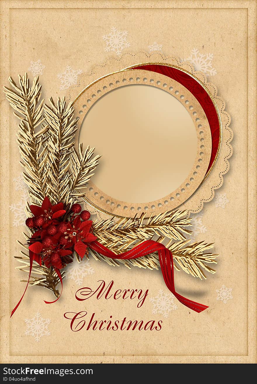 Victorian background with Christmas postcard, with space for photo and text. famiy album. Victorian background with Christmas postcard, with space for photo and text. famiy album