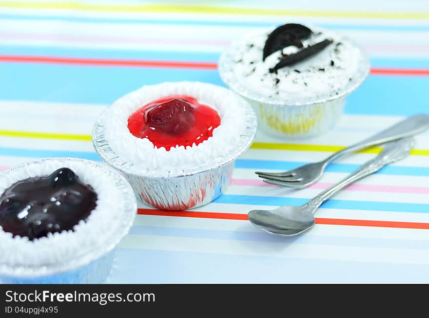 Blueberry,strawberry,cookie cup cake for coffee break time