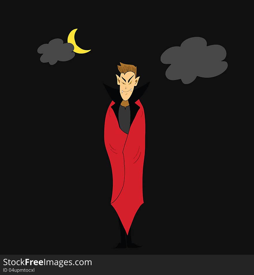 Hand Draw Dracula Halloween Cartoon Character