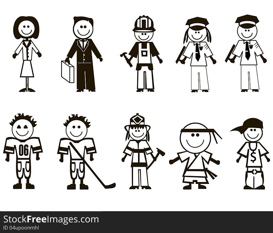 Cartoon professions icons