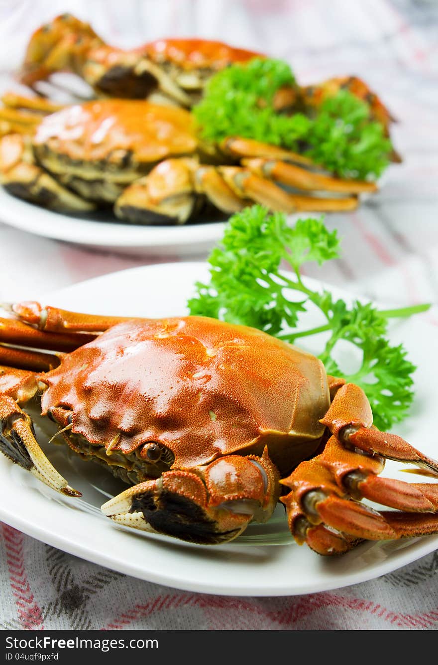 Steamed crab on this plate.